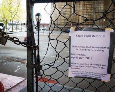 Coleman Skate Park Closed for Remodeling (2012)
