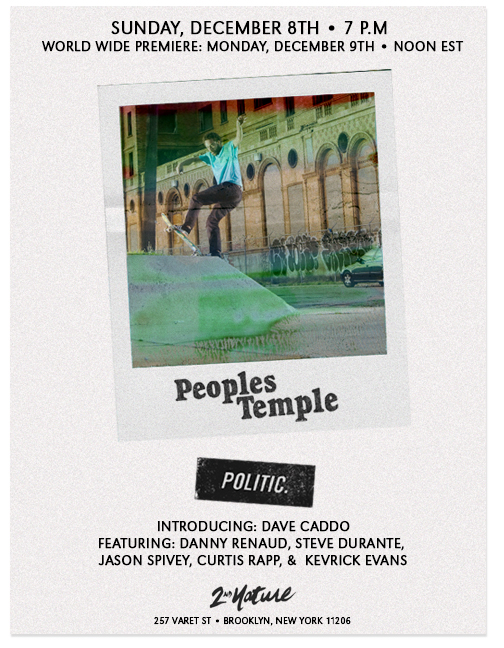 Tonight: Politic “Peoples Temple” Premiere @ 2nd Nature BK (2013)